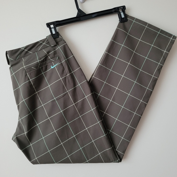 NIKE Golf Tour Performance Women's Green Plaid Dri-Fit Trouser Pants Size 12 - Picture 2 of 15